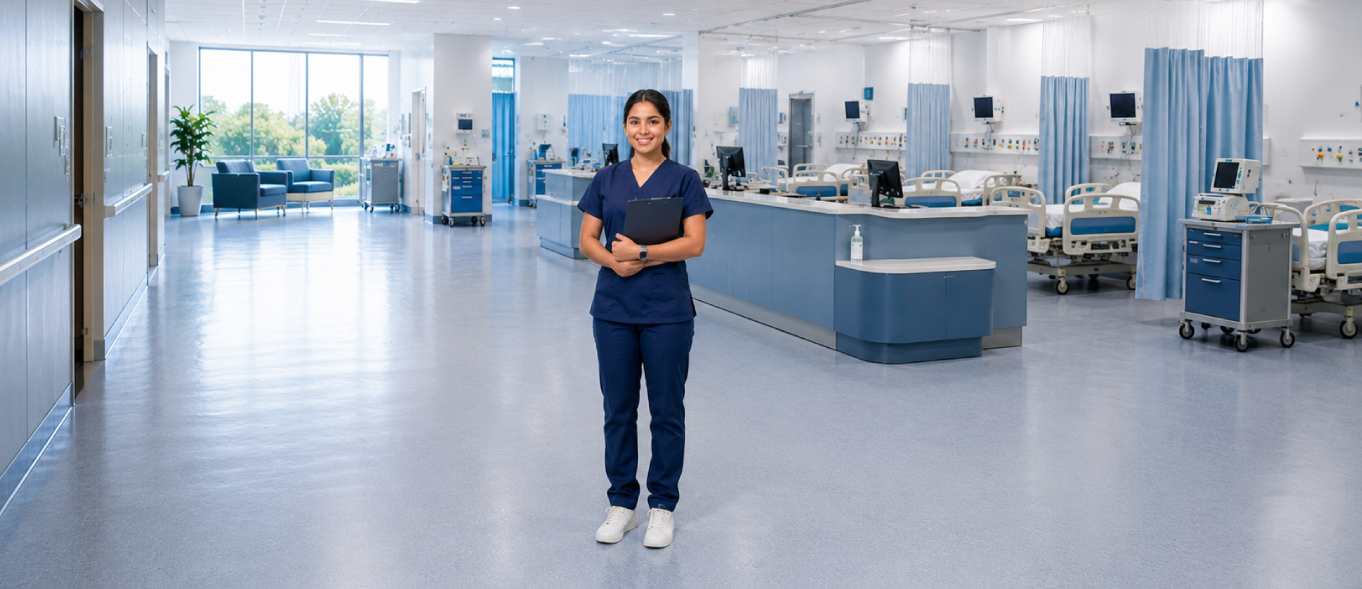 Profesional de enfermería en instalaciones hospitalarias